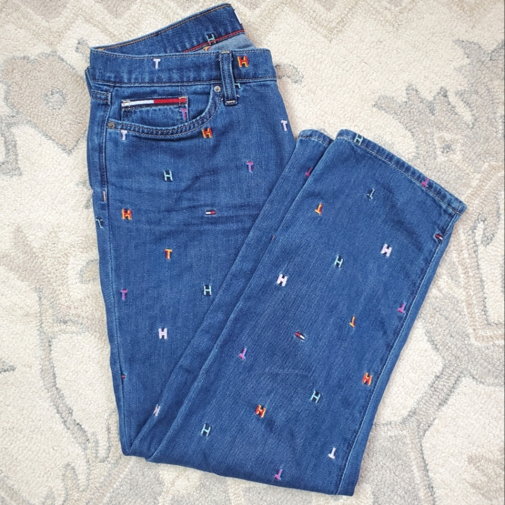 Tommy Hilfiger Denim Copain Embroidered Jeans, Size 4